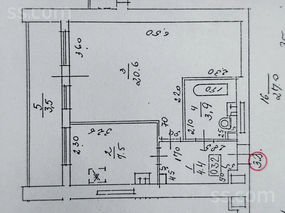 Planimetria - Flat for Renovation in Bolderāja, Riga