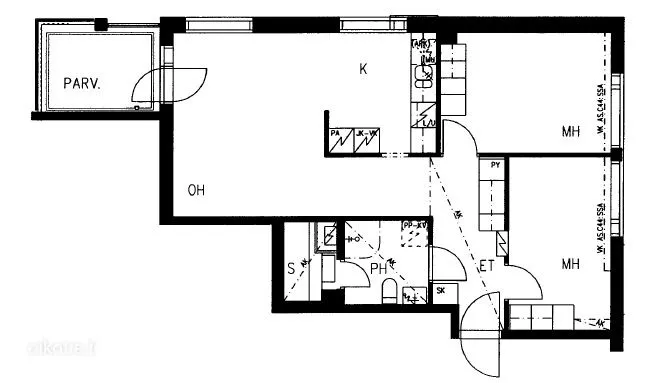 Planimetria - Third Floor Asumo Flat with Balcony in Kilo, Espoo