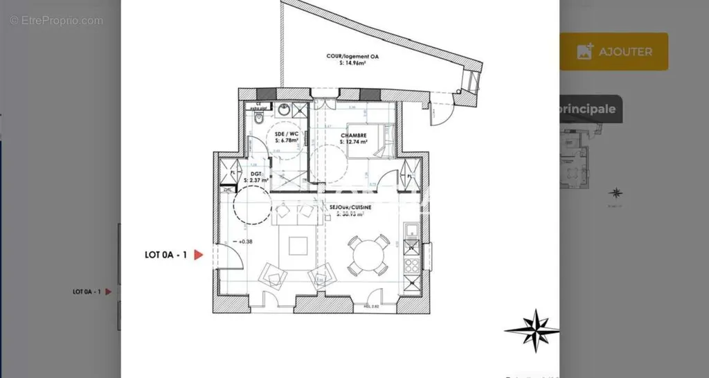 Plan - Appartement avec Cour Privée en Centre-Ville de Montpellier