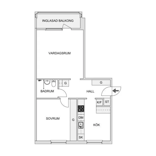 Plaan - Two-Bedroom Flat with Balcony in Jönköping