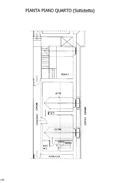Planimetria - Mansarda ristrutturata con balcone a Torino