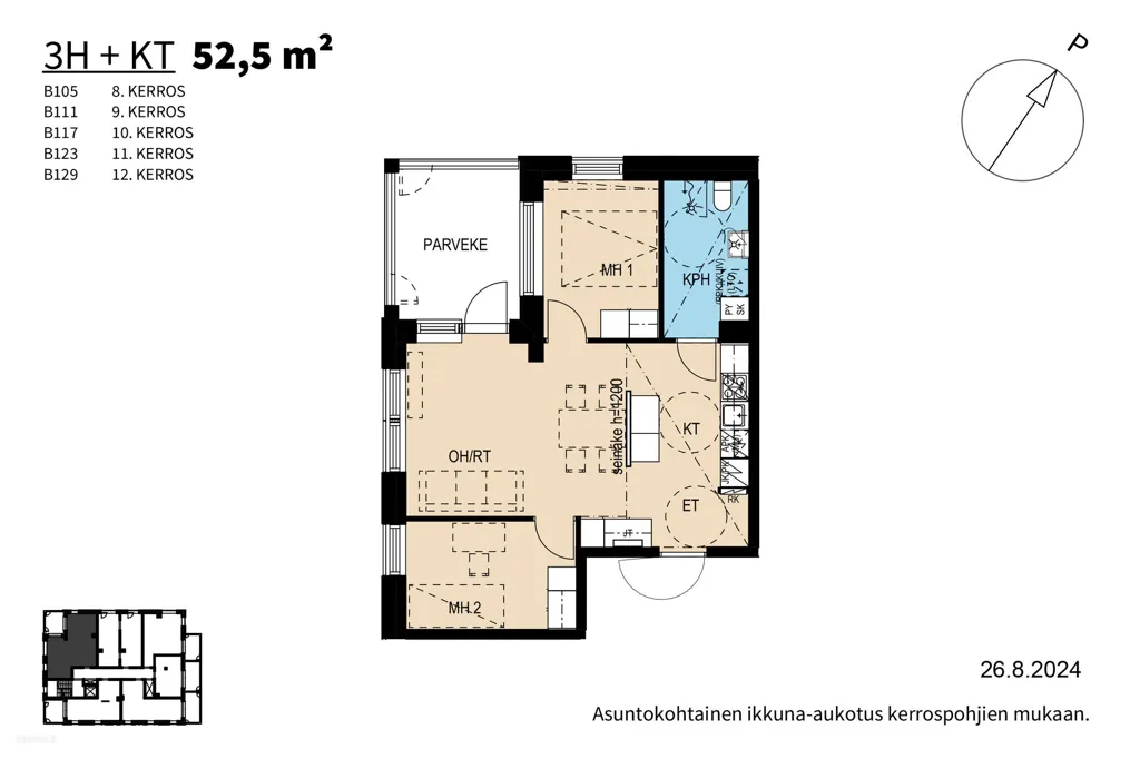 Plaan - Modern Apartment with Balcony in Turku Station North