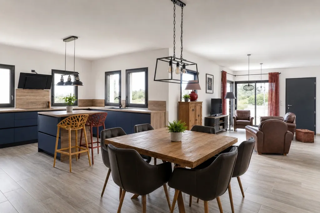 Salle à manger - Maison Contemporaine avec Jardin près de Mersperleuc