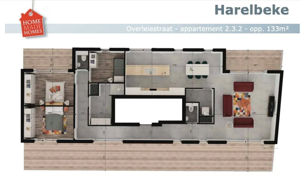 Planimetria - Penthouse with River View in Over-Leie