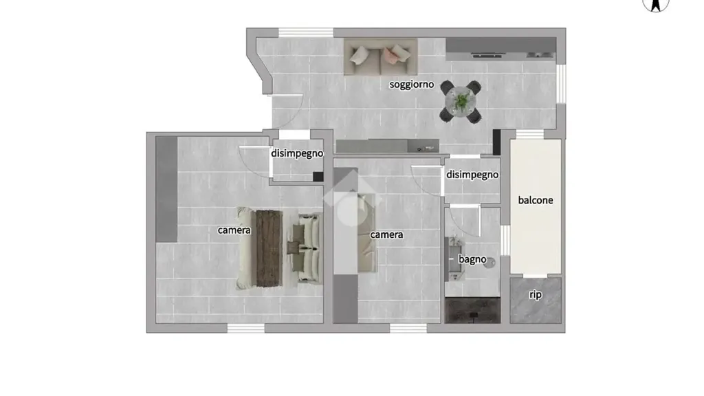 Plaan - Rustic Trilocale with Balcony in Dalmine