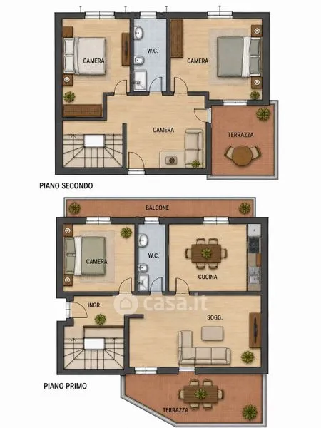 Plan - Two-Level Apartment with Terraces in Torpè