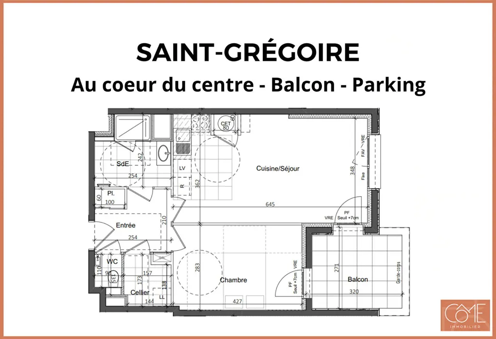Plaan - Type 2 Flat with Balcony in Saint-Grégoire