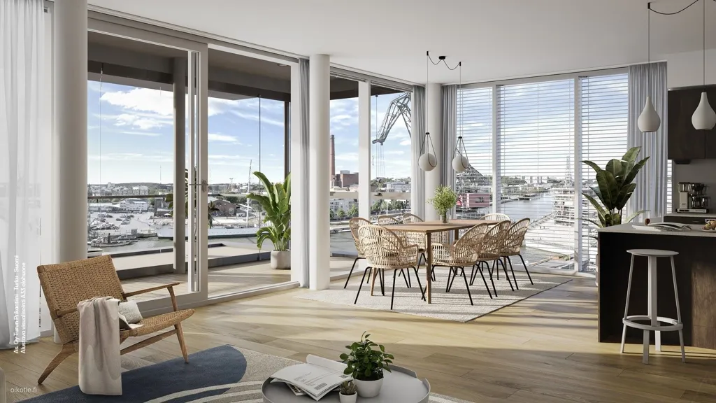 Living Room - Modern Apartment with Sea View in Turku