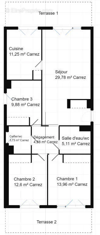 Floor Plan - Luxury Flat with Terraces in Bayonne