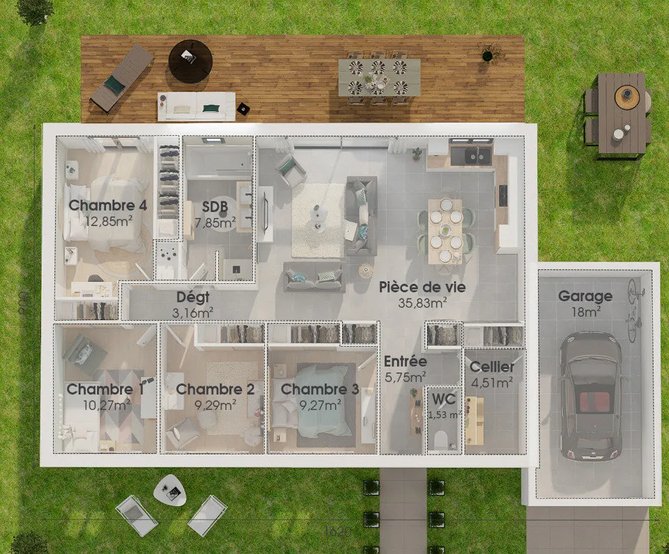 Plan - Maison à Construire avec Garage à Alincourt