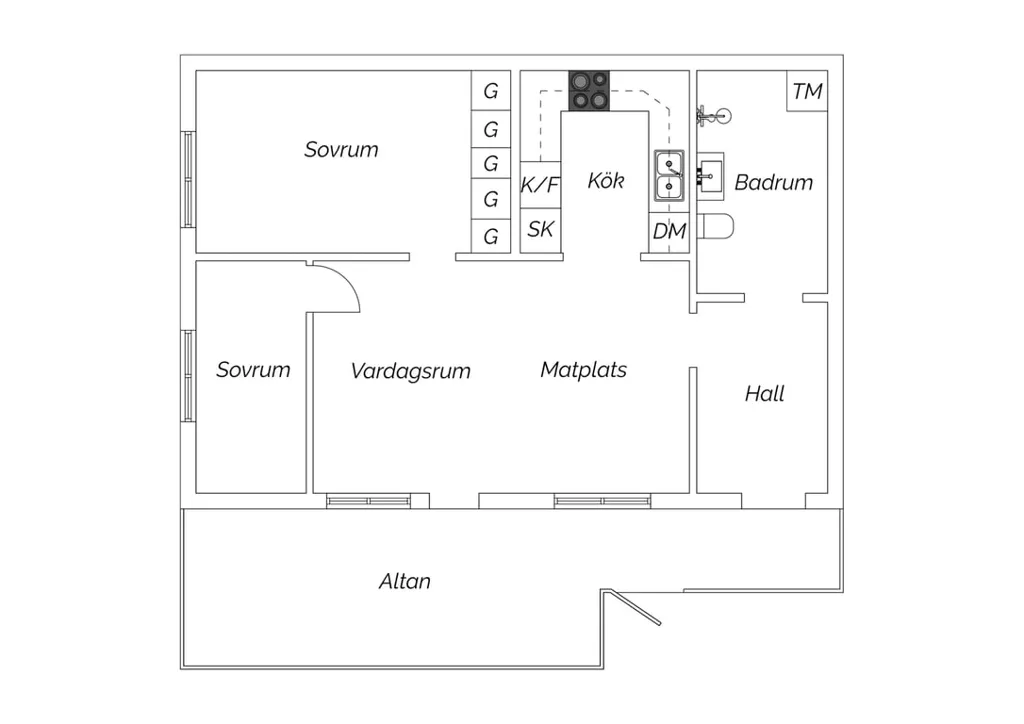 Floor Plan - Terraced Flat with Garden in Vendelsö