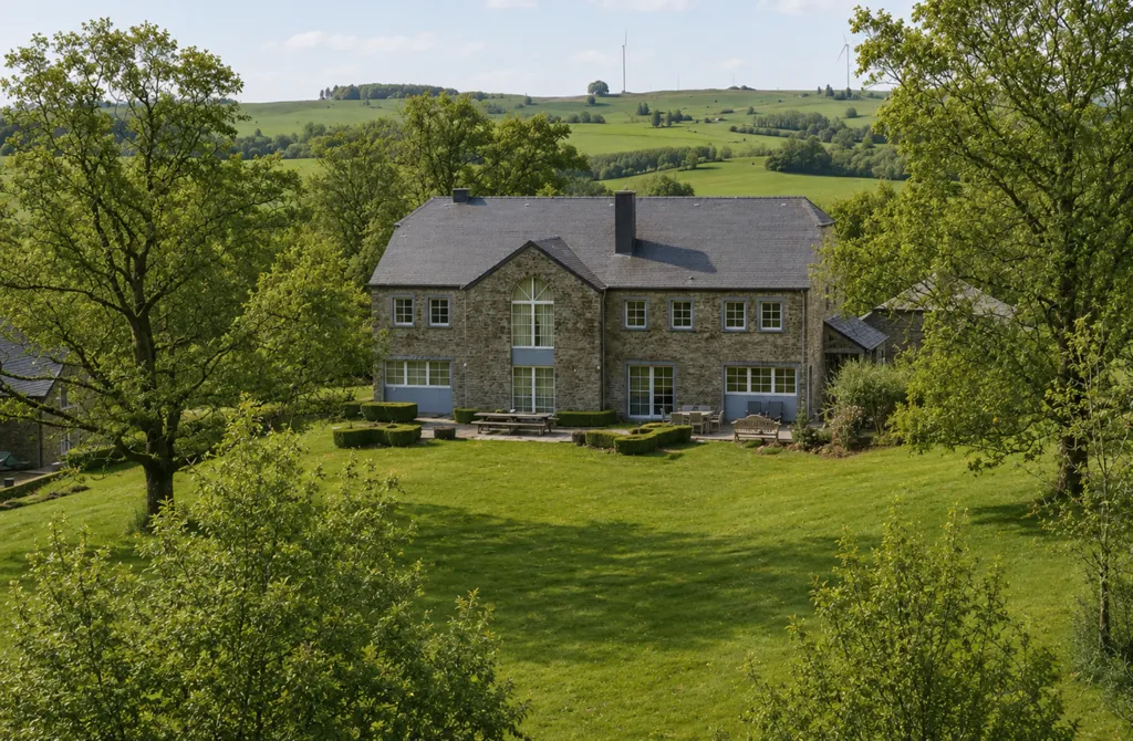 Aerial - Luxury House with Pool in Sainte-Ode Tillet