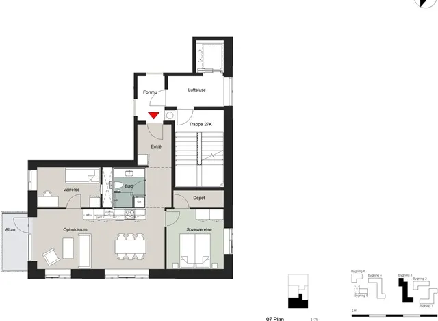 Plan - Three-Room Apartment with Balcony in Copenhagen