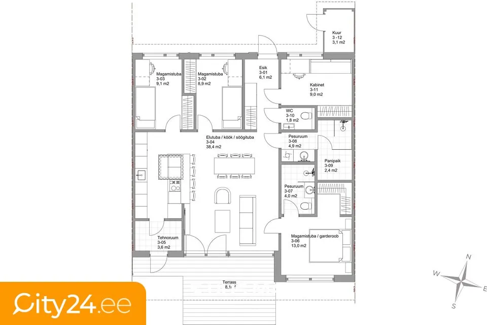 Plan - New Apartment with Geothermal Heating in Kiili