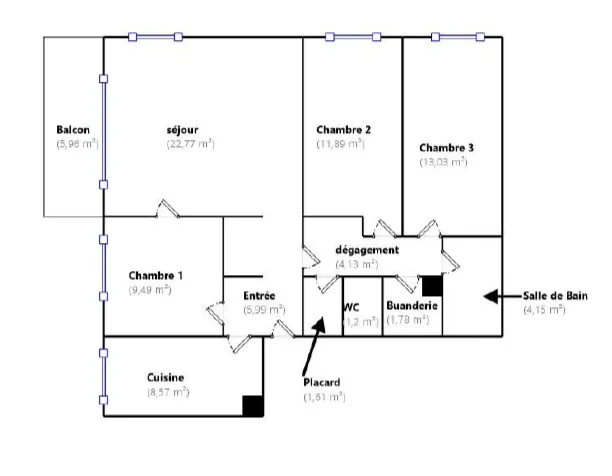 Planimetria - Apartment with Balcony in Taverny
