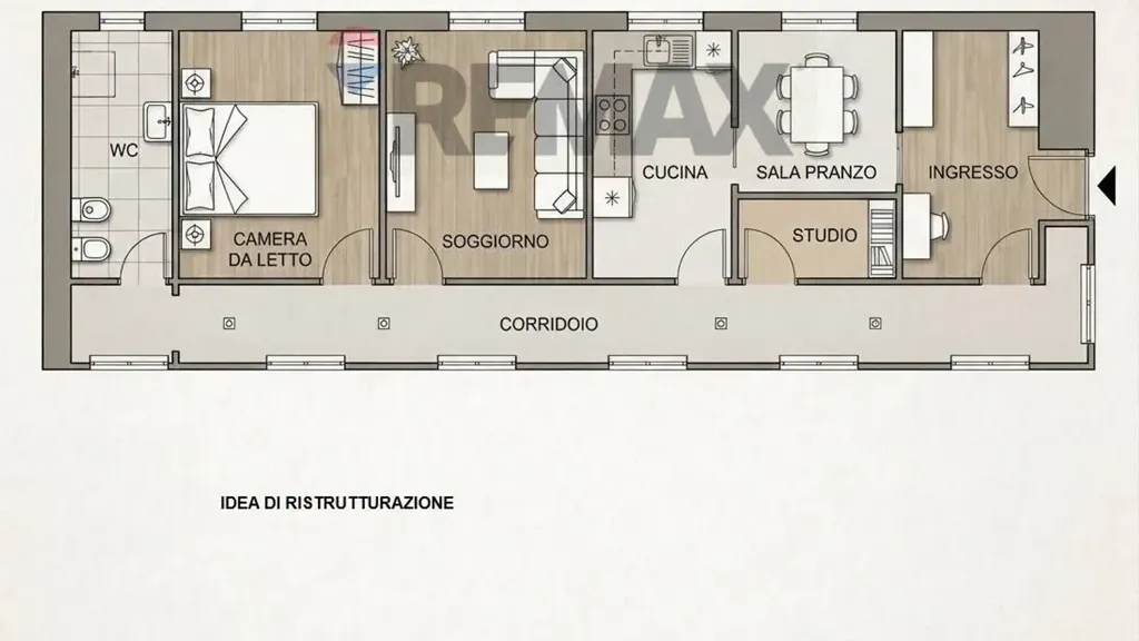 Plan - Quadrilocale to Renovate in Brescia