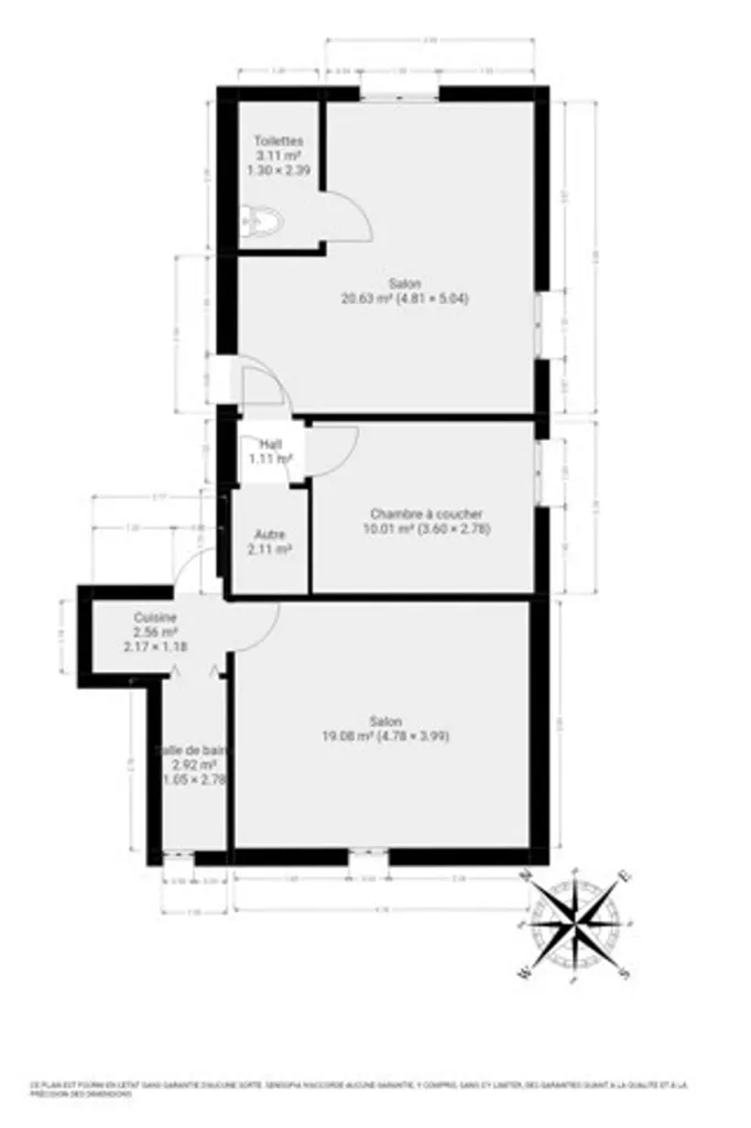 Plaan - 61 m² Apartment with Renovation Potential in Dinant