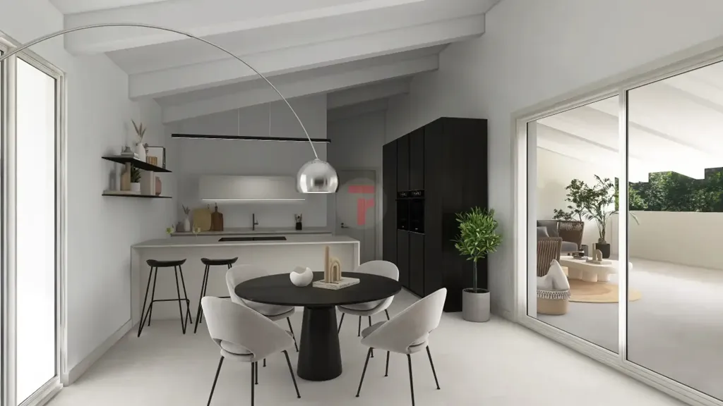 Dining Room - Modern Penthouse with Large Terrace in Polverara