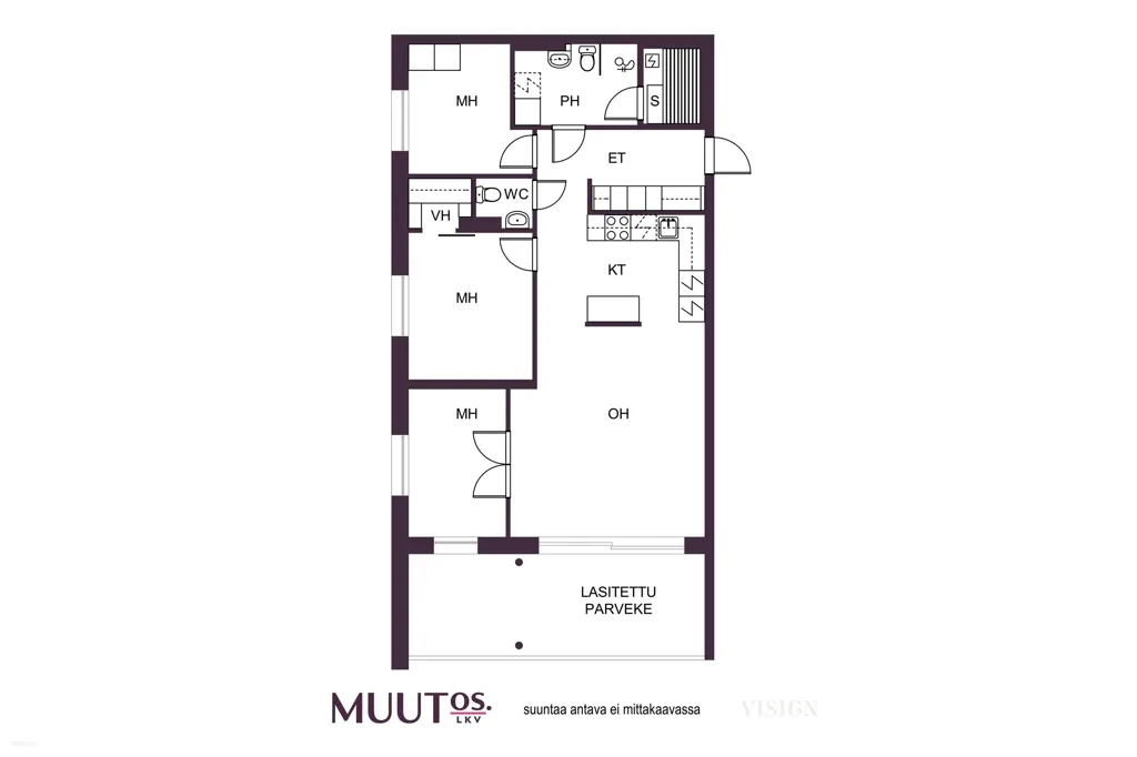 Planimetria - Modern Apartment with Balcony in Halkoniemi