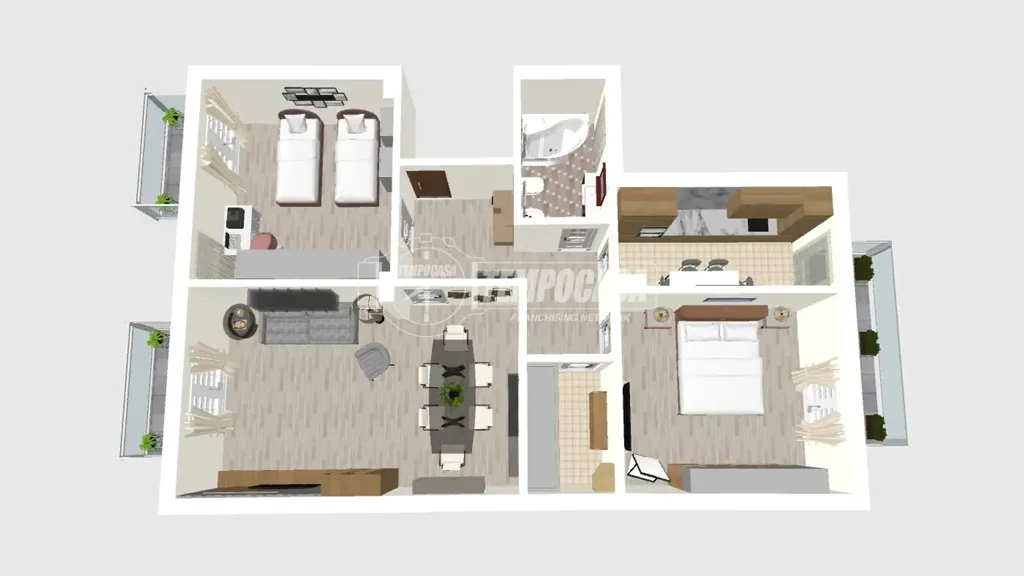 Plan - Bright Trilocale with Balcony in Messina