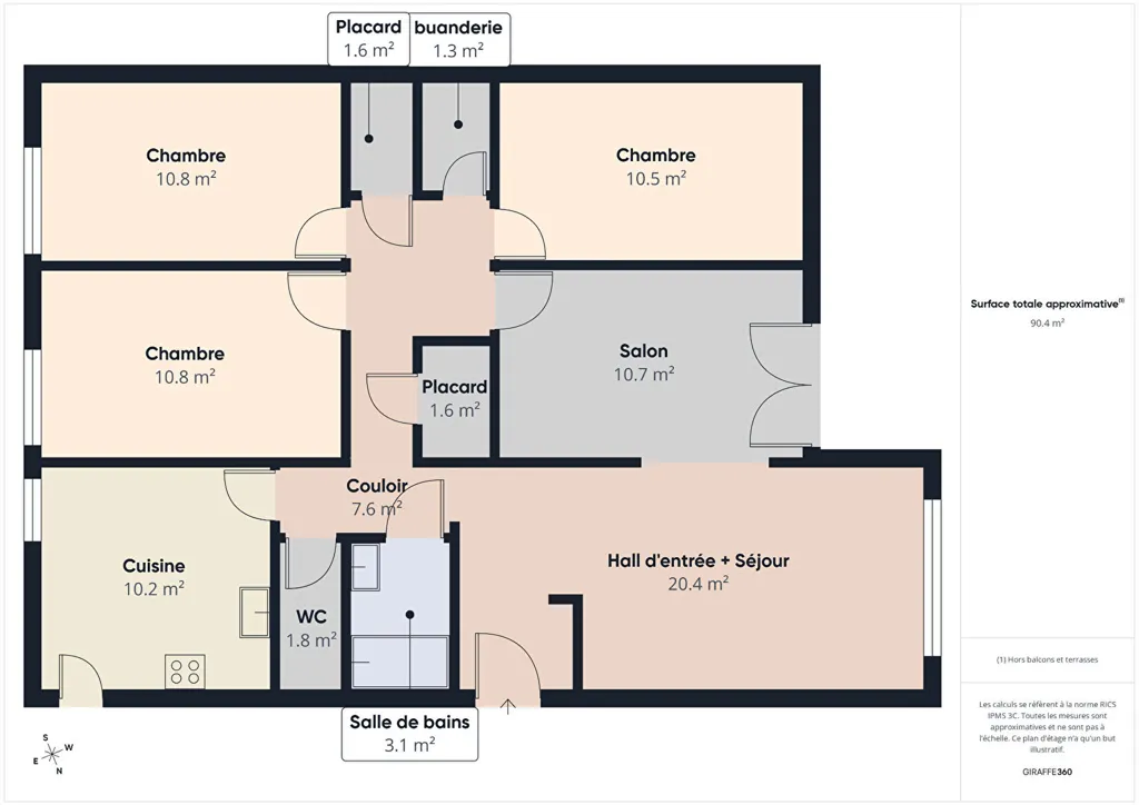 Plan - Appartement T5 avec Balcons et Garage à Valence
