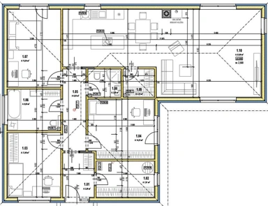 Floor Plan - Building Plot with Projected House near Brno