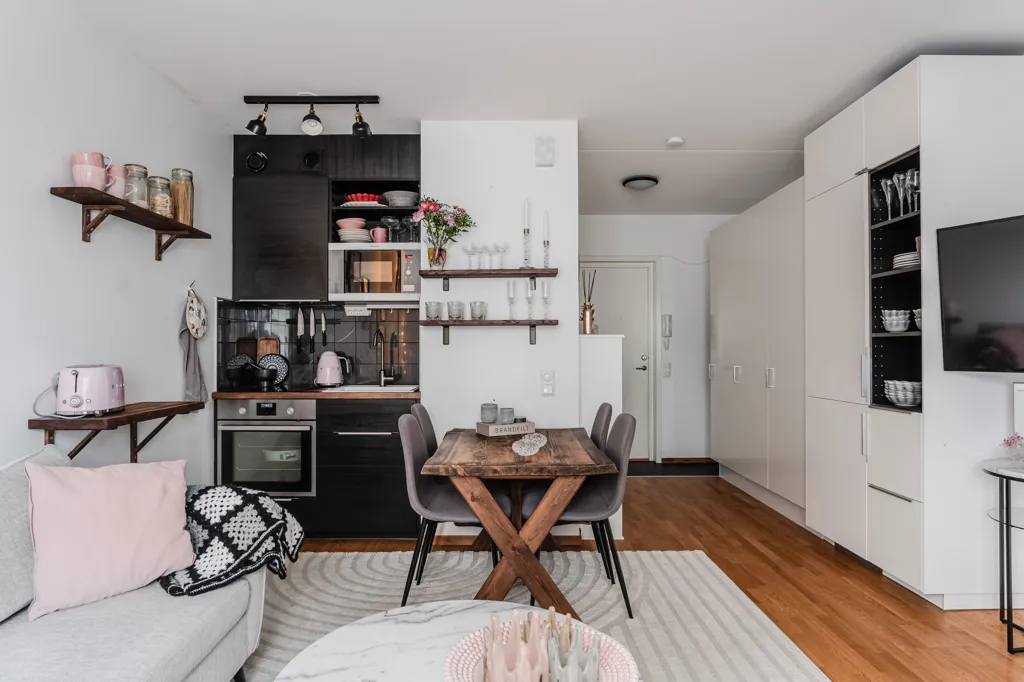 Séjour - Compact 1-Bedroom Flat with Garden View in Uppsala