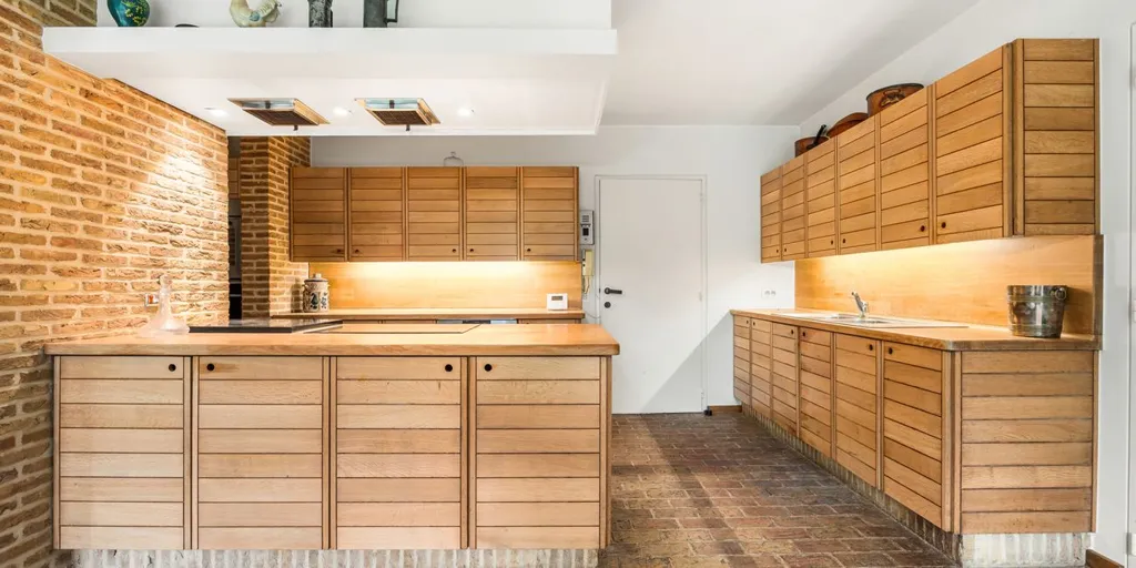 Cuisine - Villa Architecturale avec Vue sur le Paysage à Meulebeke