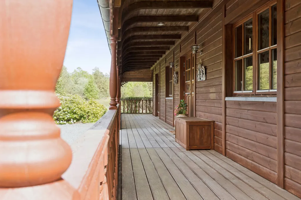 Terrace - Bjelkecottage with Nature View in Jerup