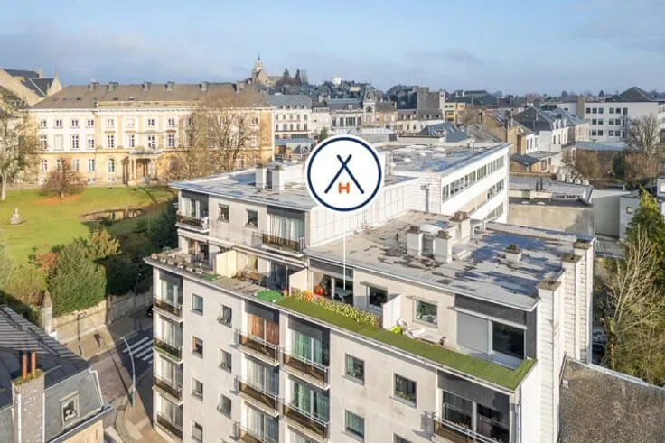 Vue aérienne - Appartement 2 Chambres avec Terrasse au Centre d’Arlon