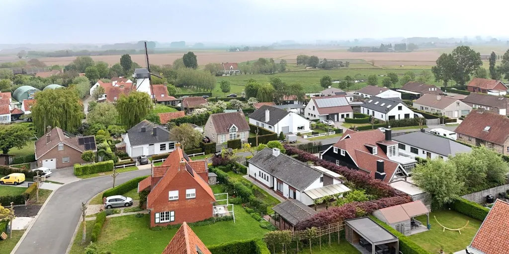 Vue aérienne - Bungalow Rustique avec Jardin à Ramskapelle