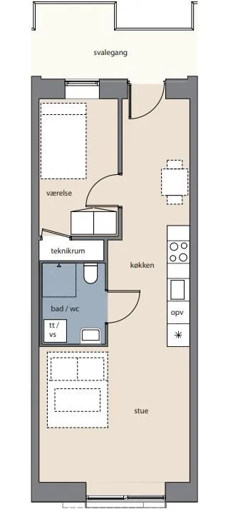Plaan - 2-Bedroom Apartment with Elevator in Aalborg