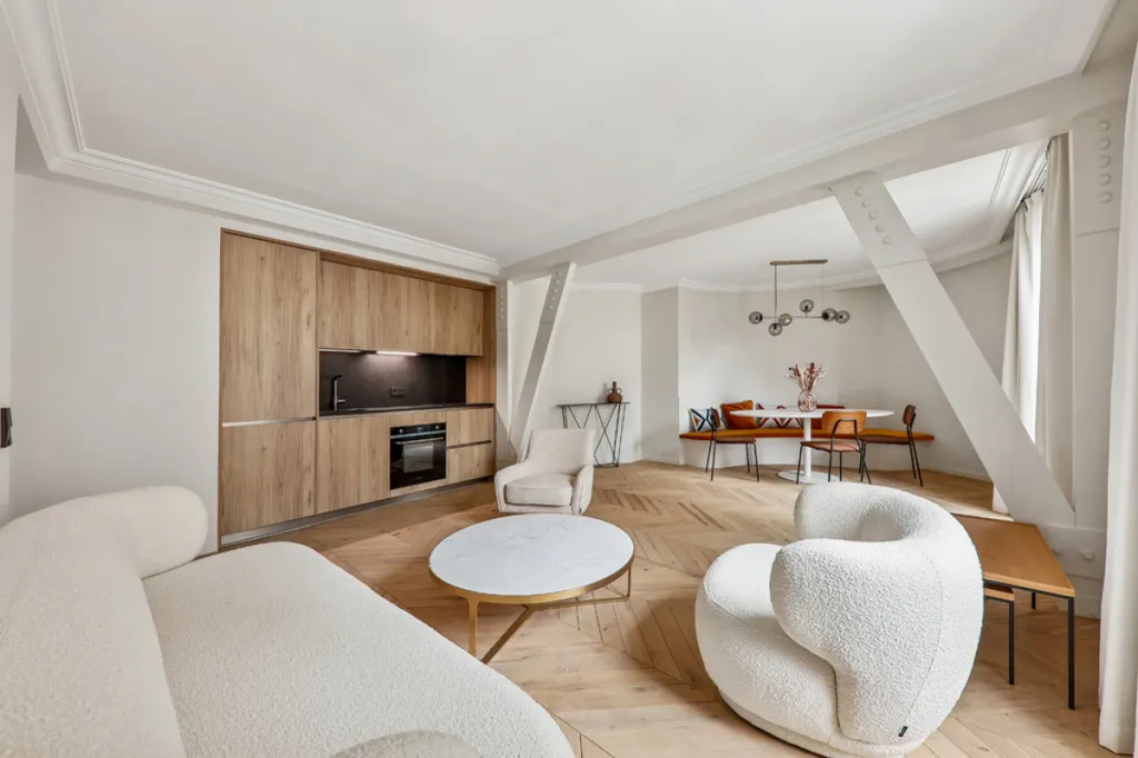 Séjour - Appartement rénové avec vue sur Paris 17ème