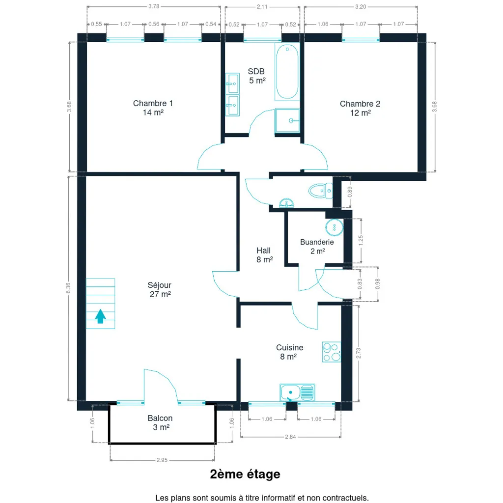 Plaan - Duplex with Balcony in Ecaussinnes Village