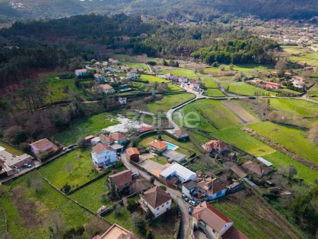 Aerial - Contemporary Stone House with Pool in Caminha
