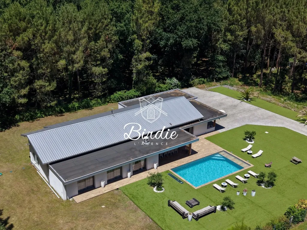 Vista aerea - Architectural Villa with Pool near Capbreton