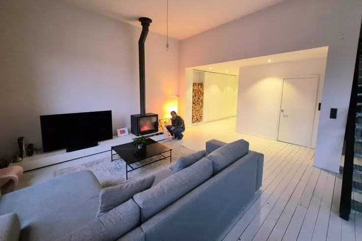Living Room - Bright Duplex with Fireplace in Bousval