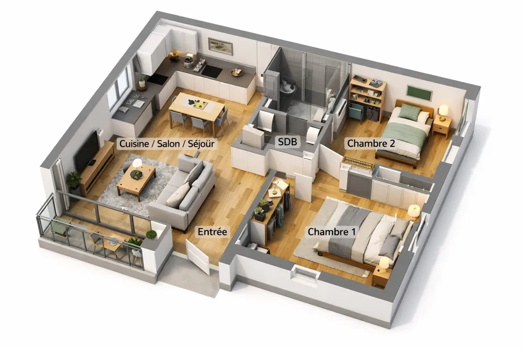 Plan - Appartement T3 Lumineux avec Double Parking à Aussonne
