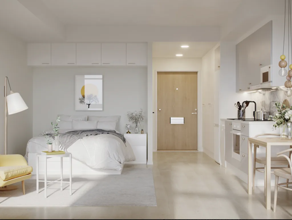 Bedrooms - Modern Studio with Balcony in Hervanta, Tampere