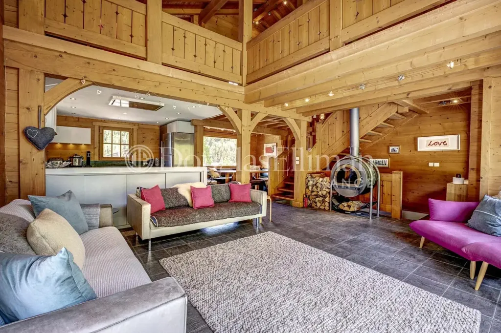 Séjour - Chalet de 4 Chambres avec Vue Panoramique aux Houches