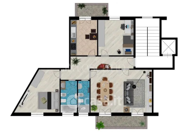 Plaan - Rear-Facing Apartment with Balcony in Cagliari