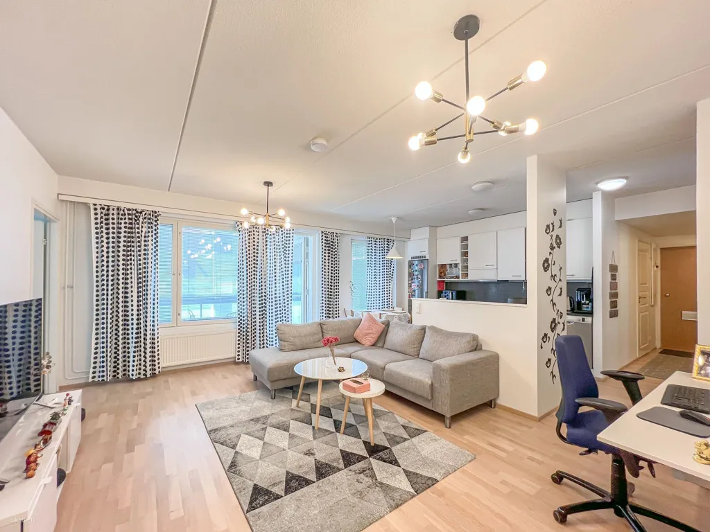 Living Room - Modern Flat with Balcony in Tikkurila, Vantaa