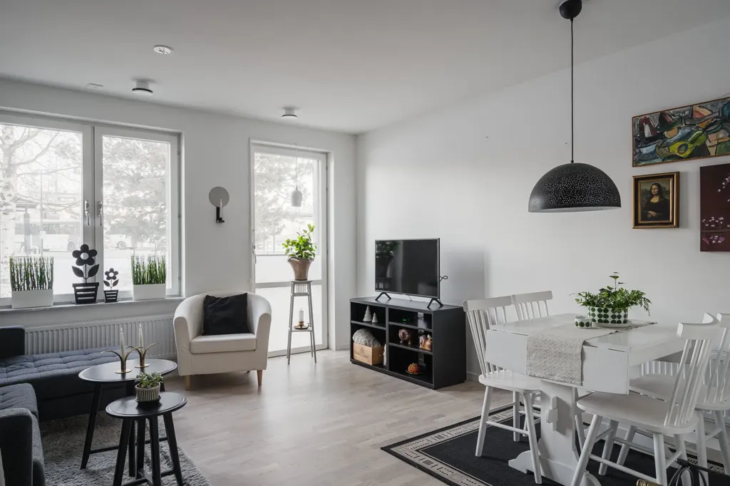 Séjour - Modern Flat with Balcony in Central Skellefteå