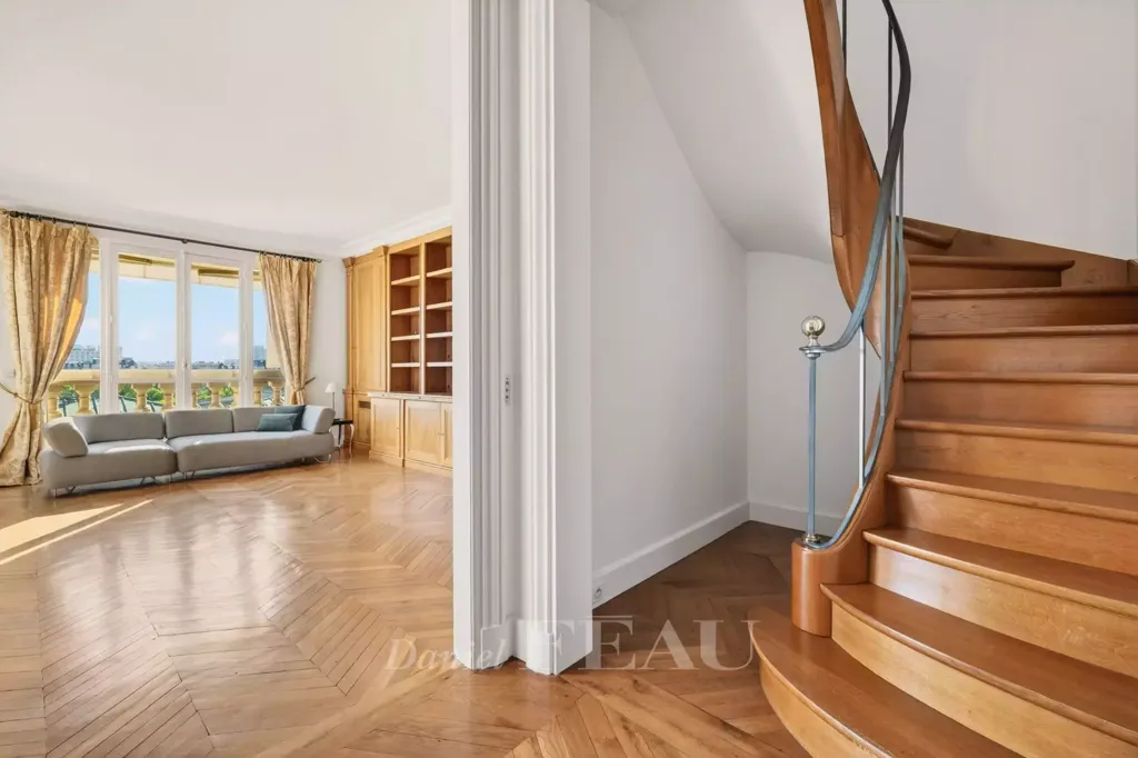 Living Room - Luxury Duplex with Balcony Views near Eiffel Tower