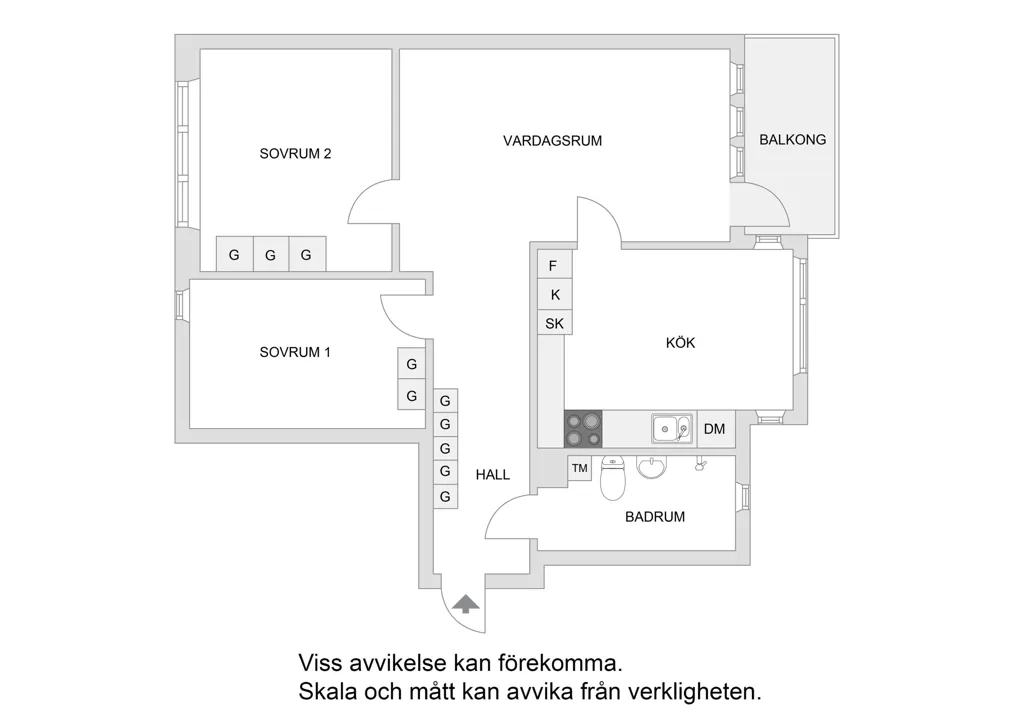 Plaan - Apartment with West-Facing Balcony in Skarpnäck