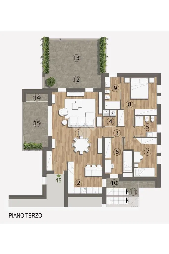 Plan - Attico with Private Solarium in Sorbolo
