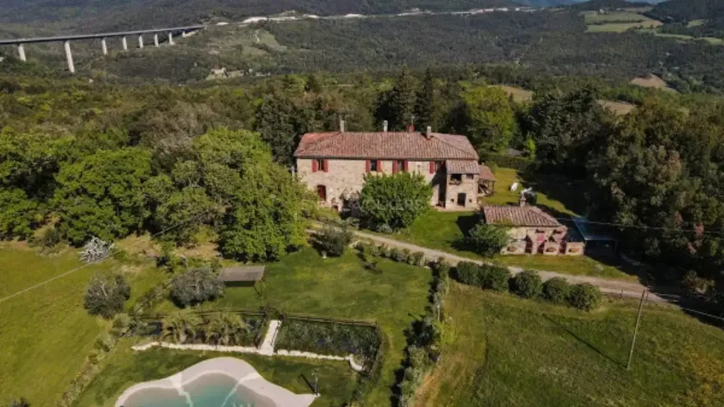 Vue aérienne - Rustic Casale with Pool near Petriolo