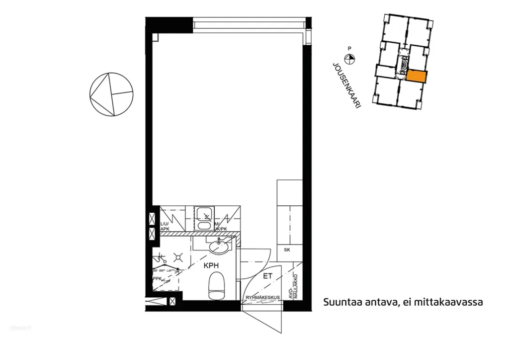 Plan - One-Bedroom Flat with Large Window in Tapiola