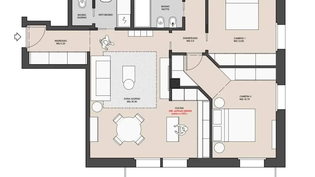Planimetria - Modern Apartment with Terrace in Bergamo