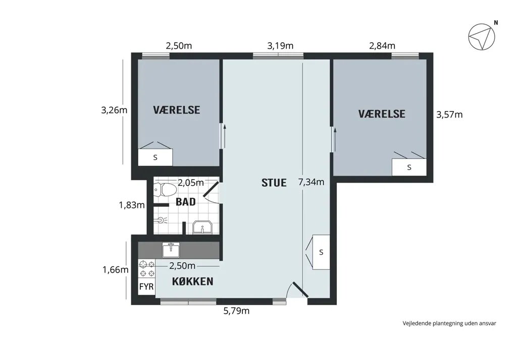 3-toaline korter asukohas Aalborg